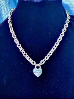 Authentic Tiffany & Co. Return to Tiffany Heart Lock Charm Necklace